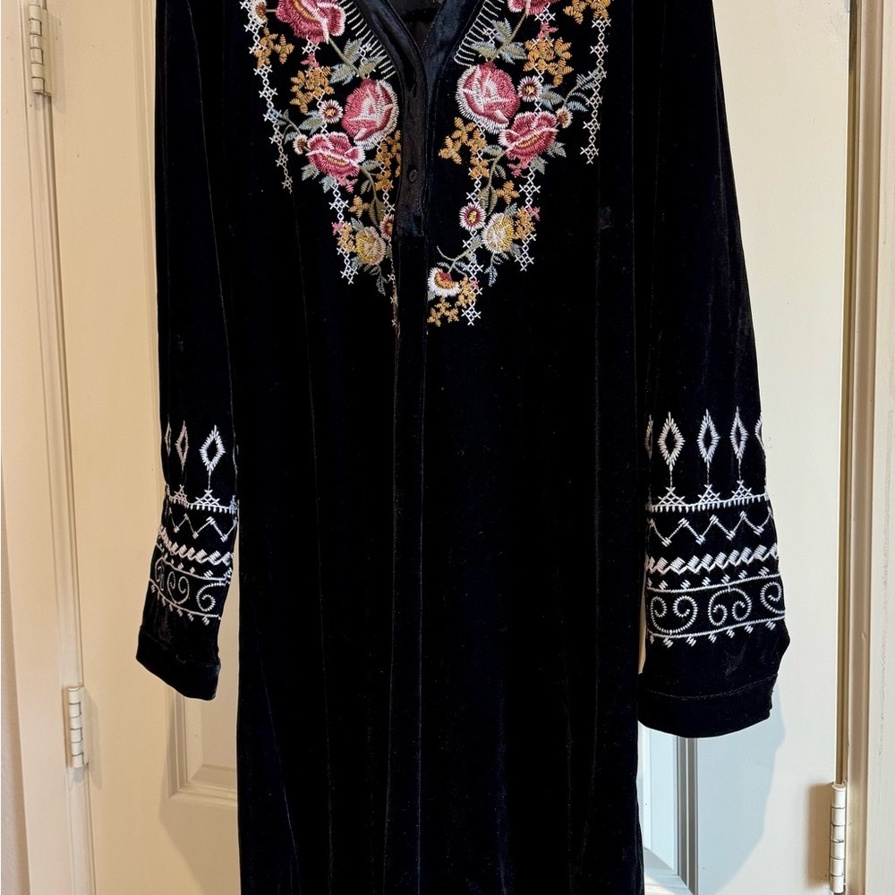 Black Long Sleeve Dress with Bishop Sleeves and Mandarin Collar